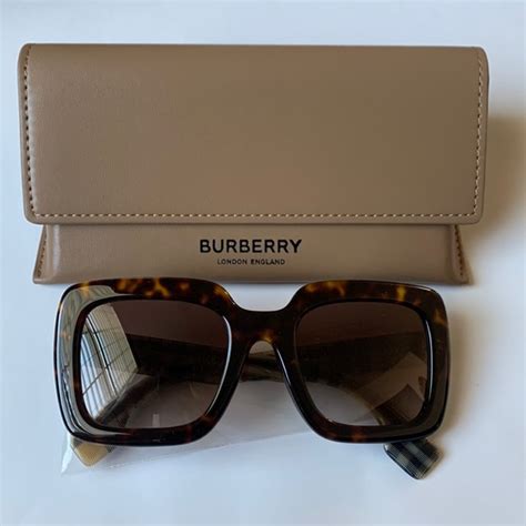 Burberry Square Havana Dark Brown Sunglasses .